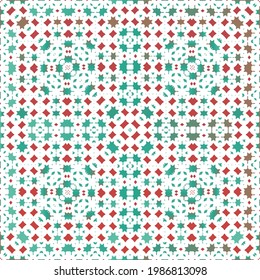 Antique ornate tiles talavera mexico. Vector seamless pattern arabesque. Bathroom design. Red ethnic background for T-shirts, scrapbooking, linens, smartphone cases or bags.