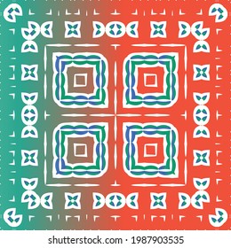 Antique ornate tiles talavera mexico. Vector seamless pattern frame. Universal design. Red ethnic background for T-shirts, scrapbooking, linens, smartphone cases or bags.