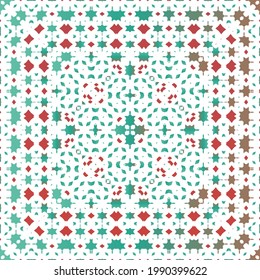 Antique ornate tiles talavera mexico. Vector seamless pattern arabesque. Bathroom design. Red ethnic background for T-shirts, scrapbooking, linens, smartphone cases or bags.