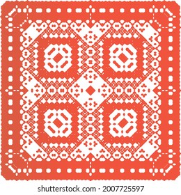 Antique ornate tiles talavera mexico. Vector seamless pattern collage. Original design. Red ethnic background for T-shirts, scrapbooking, linens, smartphone cases or bags.