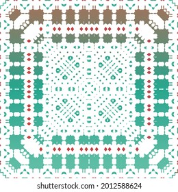 Antique ornate tiles talavera mexico. Vector seamless pattern arabesque. Bathroom design. Red ethnic background for T-shirts, scrapbooking, linens, smartphone cases or bags.