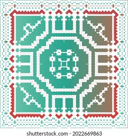 Antique ornate tiles talavera mexico. Vector seamless pattern arabesque. Bathroom design. Red ethnic background for T-shirts, scrapbooking, linens, smartphone cases or bags.