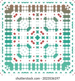 Antique ornate tiles talavera mexico. Vector seamless pattern arabesque. Bathroom design. Red ethnic background for T-shirts, scrapbooking, linens, smartphone cases or bags.