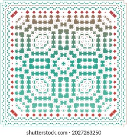 Antique ornate tiles talavera mexico. Vector seamless pattern arabesque. Bathroom design. Red ethnic background for T-shirts, scrapbooking, linens, smartphone cases or bags.