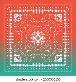 Antique ornate tiles talavera mexico. Vector seamless pattern frame. Universal design. Red ethnic background for T-shirts, scrapbooking, linens, smartphone cases or bags.