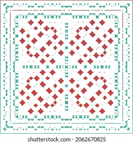 Antique ornate tiles talavera mexico. Vector seamless pattern arabesque. Bathroom design. Red ethnic background for T-shirts, scrapbooking, linens, smartphone cases or bags.