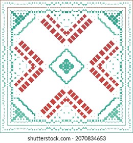 Antique ornate tiles talavera mexico. Vector seamless pattern arabesque. Bathroom design. Red ethnic background for T-shirts, scrapbooking, linens, smartphone cases or bags.