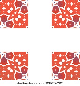 Antique ornate tiles talavera mexico. Vector seamless pattern trellis. Stylish design. Red ethnic background for T-shirts, scrapbooking, linens, smartphone cases or bags.