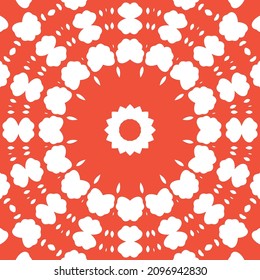 Antique ornate tiles talavera mexico. Vector seamless pattern template. Colored design. Red ethnic background for T-shirts, scrapbooking, linens, smartphone cases or bags.