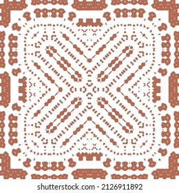 Antique ornate tiles talavera mexico. Vector seamless pattern flyer. Modern design. Red ethnic background for T-shirts, scrapbooking, linens, smartphone cases or bags.
