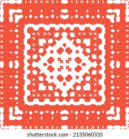 Antique ornate tiles talavera mexico. Minimal design. Vector seamless pattern elements. Red ethnic background for T-shirts, scrapbooking, linens, smartphone cases or bags.
