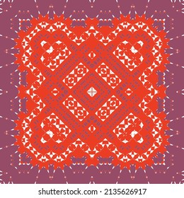 Antique ornate tiles talavera mexico. Minimal design. Vector seamless pattern watercolor. Red ethnic background for T-shirts, scrapbooking, linens, smartphone cases or bags.