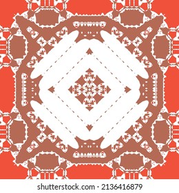 Antique ornate tiles talavera mexico. Vector seamless pattern collage. Colored design. Red ethnic background for T-shirts, scrapbooking, linens, smartphone cases or bags.