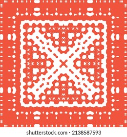 Antique ornate tiles talavera mexico. Minimal design. Vector seamless pattern elements. Red ethnic background for T-shirts, scrapbooking, linens, smartphone cases or bags.