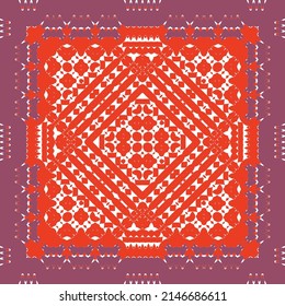 Antique ornate tiles talavera mexico. Minimal design. Vector seamless pattern watercolor. Red ethnic background for T-shirts, scrapbooking, linens, smartphone cases or bags.