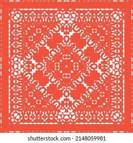 Antique ornate tiles talavera mexico. Vector seamless pattern template. Colored design. Red ethnic background for T-shirts, scrapbooking, linens, smartphone cases or bags.