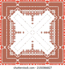 Antique ornate tiles talavera mexico. Vector seamless pattern collage. Colored design. Red ethnic background for T-shirts, scrapbooking, linens, smartphone cases or bags.