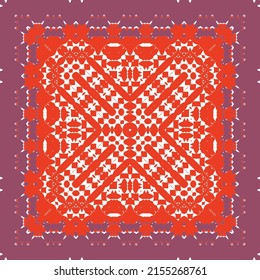 Antique ornate tiles talavera mexico. Minimal design. Vector seamless pattern watercolor. Red ethnic background for T-shirts, scrapbooking, linens, smartphone cases or bags.