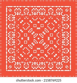 Antique ornate tiles talavera mexico. Vector seamless pattern template. Colored design. Red ethnic background for T-shirts, scrapbooking, linens, smartphone cases or bags.