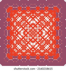 Antique ornate tiles talavera mexico. Minimal design. Vector seamless pattern watercolor. Red ethnic background for T-shirts, scrapbooking, linens, smartphone cases or bags.