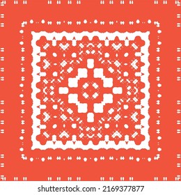 Antique ornate tiles talavera mexico. Minimal design. Vector seamless pattern elements. Red ethnic background for T-shirts, scrapbooking, linens, smartphone cases or bags.