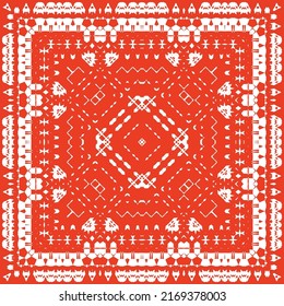 Antique ornate tiles talavera mexico. Vector seamless pattern elements. Colored design. Red ethnic background for T-shirts, scrapbooking, linens, smartphone cases or bags.