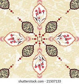 Antique ottoman grungy wallpaper vector tile design