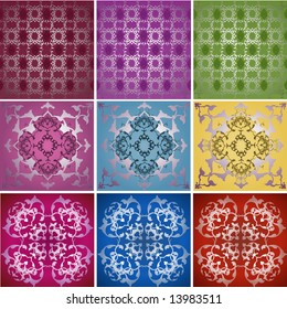 Antique ottoman seamless wallpaper vector design set