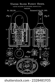 Antique Padlock design 1885 patent