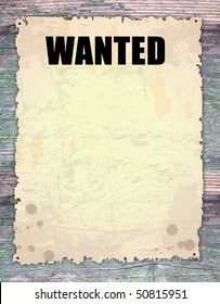 antique page - wanted - vintage wanted poster on wooden