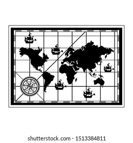 antique paper map nautical icon vector illustration design