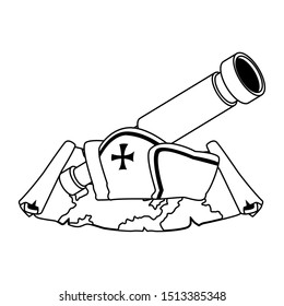 antique paper map with telescope and hat nautical vector illustration design