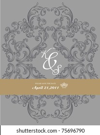 antique paper with ornate elements on dark gray background - very nice for book cover design or invitation card