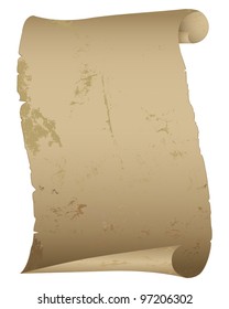 Antique paper scroll isolated on white. Vector illustration.