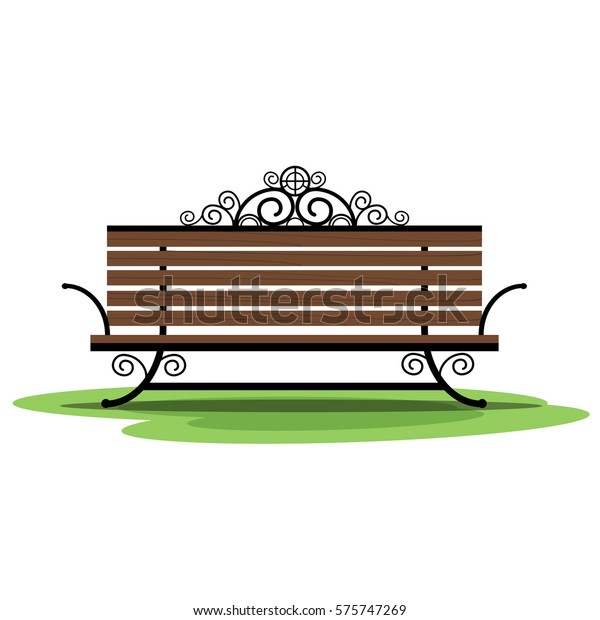 Antique Park Benchwrought Iron Bench Isolatedflat Stock Vector
