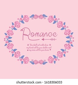 Antique pattern of leaf and floral frame with elegant style, for romance greeting card template design. Vector