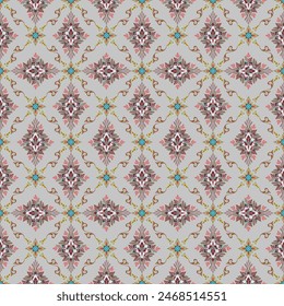 Patrón antiguo en estilo barroco vintage. Sobre fondo negro, sin costuras para impresión digital, textiles, Fondo de pantalla.