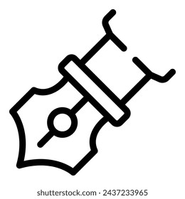 Antique pen icon outline vector. Inkwell nib pencil. Calligraphy fine writing