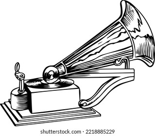 Ilustración vectorial del reproductor de fonogramas antiguos