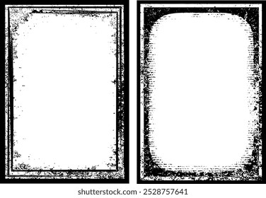antique photo frame, black and white grunge frames with a border, two black and white frames set with a grunge texture, square vintage photo frame
