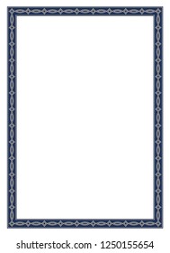 Antique photo frame in gold and dark blue color on a isolated white background