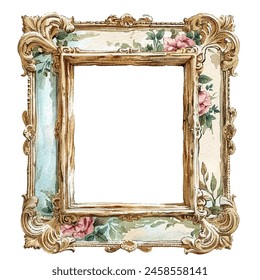 antique photo frame vector illustration in watercolor style