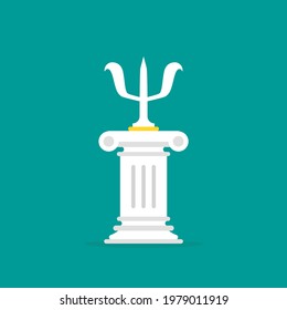Antique pillar with big letter Psi. Podium, greek column for best therapy. Psychotherapy and psychology power concept. Ego  on pedestal.