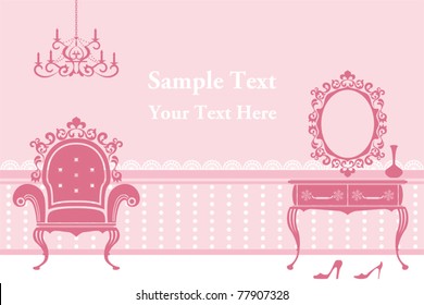Antique pink interior. Illustration vector