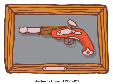 Antique pistol displayed