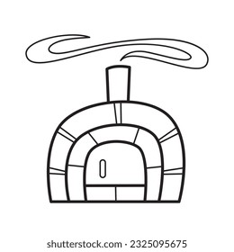 antique pizza oven drawing, cute cartoon style illustration