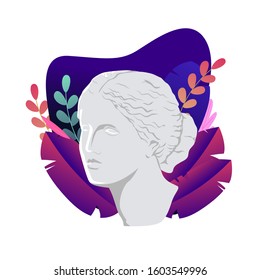 antique plaster head vector illustration