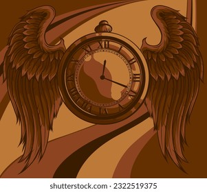 Antique pocket watch. vector illustration on colored background.