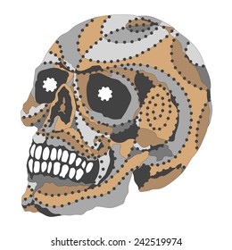 Antique polka dot line sugar skull tribal illustration