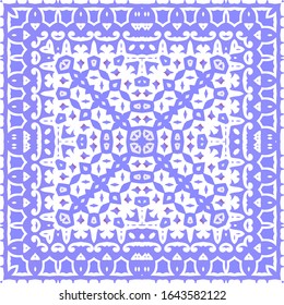 Antique portuguese azulejo ceramic. Colored design. Vector seamless pattern flyer. Blue floral and abstract decor for scrapbooking, smartphone cases, T-shirts, bags or linens.
